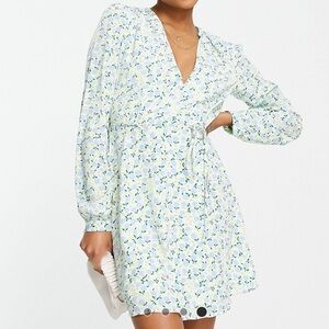 ASOS NTW Long Sleeve Blue/White Floral Dress